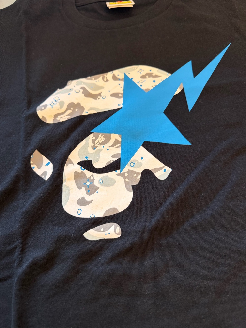 Boys Black Graphic Tee with Blue Star Accent